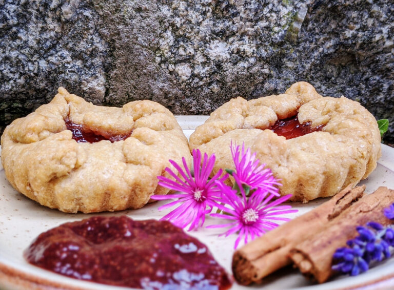Vegan shortcrust pastry tartlets with jam