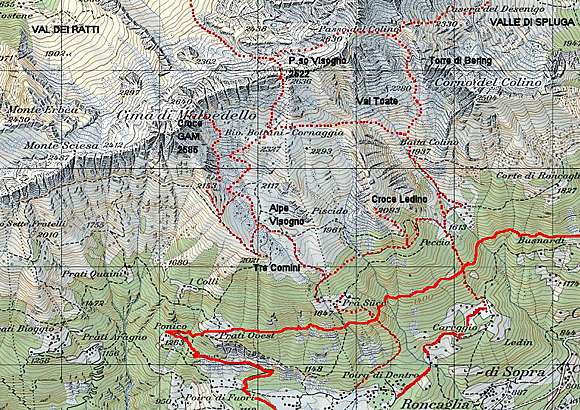 Mappa Escursione alla Croce di Ledino