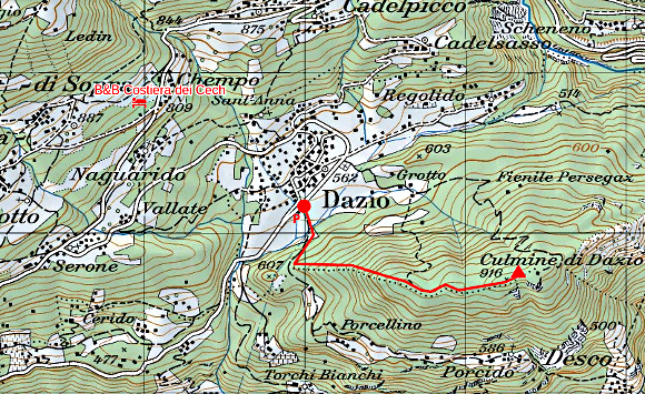 Cartina escursione alla Colmen