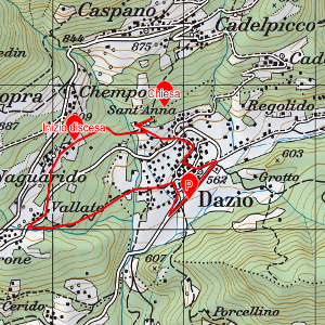 Mappa Sentiero Anna escursione sulla Costiera dei Cech